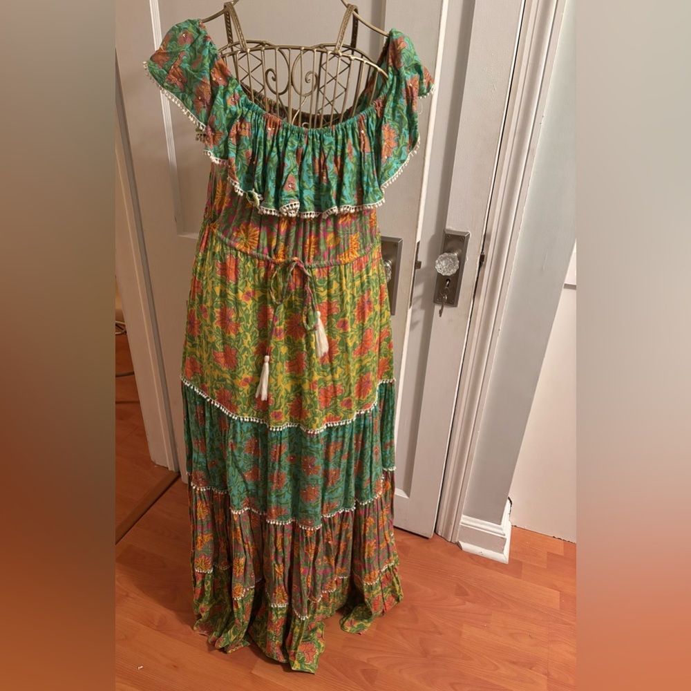Miss June Paris Bohemian Floral Tiered Maxi Dress - Sequin Embellished